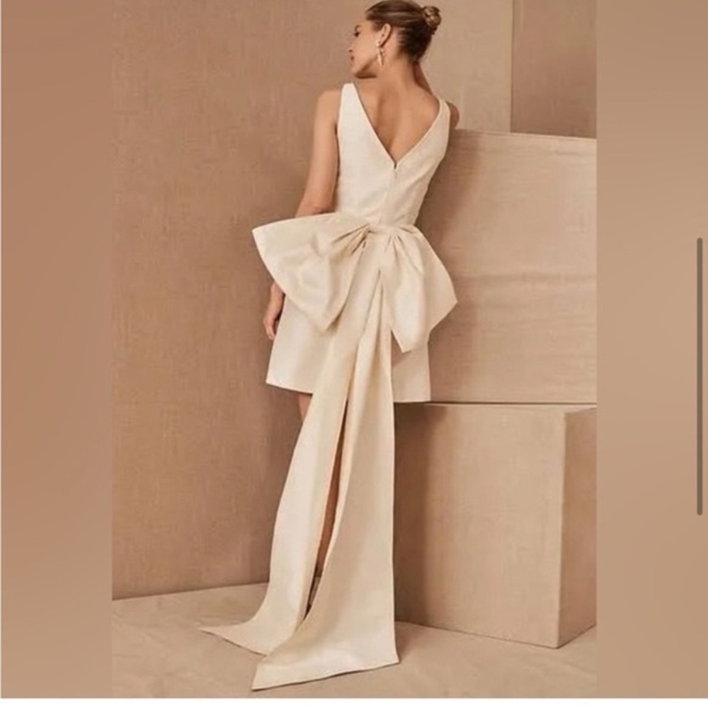 NWT Sachin & Babi Archie V-Neck Back-Bow Mini Dress in Ivory from Anthro/BHLDN 0